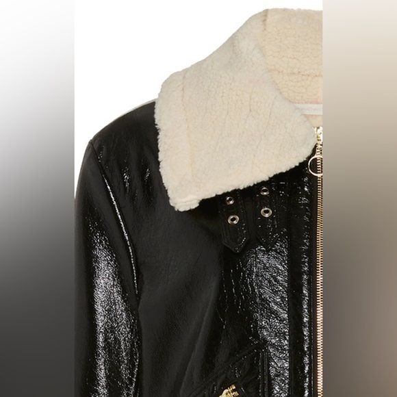 JONATHAN SIMKHAI Sherpa and suede aviator jacket, size S, NWOT - Picture 3 of 4